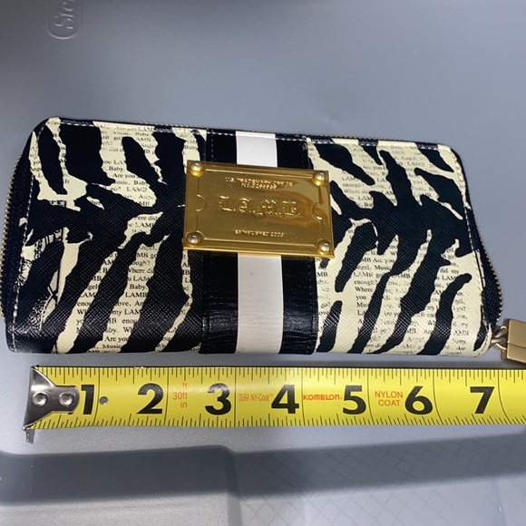 Y2K L.A.M.B. Zebra Black and White LEATHER Stripe Long Wallet LARGE - Picture 15 of 16